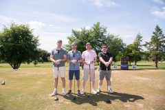 no repro fee: 2025 LIMERICK CHAMBER GOLF CLASSIC which took place on the 22nd May in Limerick Golf Club, Ballysheedy, sponsored by Flynn/ Construction Managers and Contractors. From Left to Right: Eoin Sweeney, Paul Cullen, Jamie Browning, Emmett O’Brien representing Viotas.
