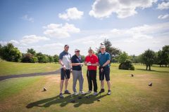 no repro fee: 2025 LIMERICK CHAMBER GOLF CLASSIC which took place on the 22nd May in Limerick Golf Club, Ballysheedy, sponsored by Flynn/ Construction Managers and Contractors. From Left to Right: Brendan Troy, David Ryan, Donn O’Sullivan, Matthew White representing Limerick City and County Council.