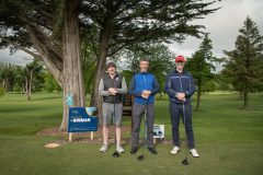 no repro fee: Limerick Chamber Inaugural Golf Classic which was sponsored by Mr Binman and held in the Limerick Golf Course on 11th May.  From left to right: Fergal Cusack. Paul Bourke and Brian McKeogh representing BCM Consulting Engineers