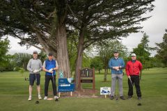 no repro fee: Limerick Chamber Inaugural Golf Classic which was sponsored by Mr Binman and held in the Limerick Golf Course on 11th May.  From left to right: Will Riordan, Carol Calalan, Conor Greene, Mark Tierney representing Edward Life Sciences.