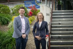 no repro fee: Limerick Chamber Inaugural Golf Classic which was sponsored by Mr Binman and held in the Limerick Golf Course on 11th May.  From left to right: Ian Cleary - Mr Binman / Sponsor, Dee Ryan - CEO Limerick Chamber.