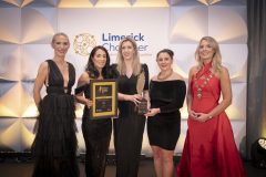 Best Contribution to the Community Award Winner. From left to right: Dee Ryan - CEO Limerick Chamber, Carla DiBenbdetto and Laura Holland  both from Cooke Medical  / Award Winners, Michelle Guthrie - Skillnet Ireland / Award Sponsor, Miriam O’Connor - President Limerick Chamber.