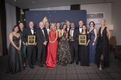 From left to Right: Priya Mishra, Elaine Joyce, Paul Hackett, Professor Vincent Cunnane  - President TUS, Tom Creadon,  Miriam O’Connor - President Limerick Chamber., Paul Kiely,  Aoife Fitzgerald, Tomás McElligott, Rajesh Biddala, John Shaw, Shabdlita Sakarde, Helene Dingreville all from Carelon / Overall Award Winner, Dee Ryan - CEO Limerick Chamber.