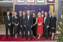 From left to right: Glenn Graham, Michael & Aoife Roberts, Denis Dudley, Trevor Moroney, Damien Garrihy, Sharon Shanahan, Elaine Howley, Albert Bennett, Pat Pigott, Morgan Walsh, Judy Tighe  all from AIB / Sponsor of Best SME Business : Contribution to the Region Award.
