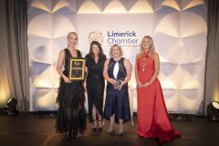Best SME Business: Contribution to the Region Award Winner. From left to right: Dee Ryan - CEO Limerick Chamber,  Margaret O’Connor - AIB / Award Sponsor,  Lisa Cummins - Mater Private Networks / Award winner,  Miriam O’Connor - President Limerick Chamber.