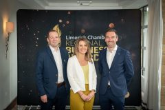 no repro fee: : Limerick Chamber Regional Awards 2023 Business Breakfast which was held in The Castletroy Hotel on the 23rd June. From left to right: Rory Farrell - Permanent TSB, Martina Sheehan - AIB, Shane Walsh - Permanent TSB.