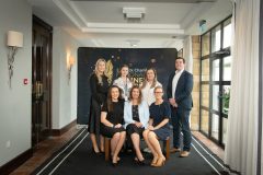 no repro fee: : Limerick Chamber Regional Awards 2023 Business Breakfastwhich was held in The Castletroy Hotel on the 23rd June. From left to right:Back Row: Melissa Regan -, Gabija Downes, Nicola Hackett and Michael Murphy. Front Row/: Grace lee, Lisa Killeen and Sandra Egan all from HOMS
