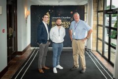 no repro fee: : Limerick Chamber Regional Awards 2023 Business Breakfastwhich was held in The Castletroy Hotel on the 23rd June. From left to right: Craig Toomey and Craig Wraffer both from Northern Trust, Dermot Graham - Limerick Chamber.