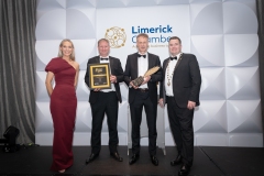 Limerick Chamber  Business Awards which took place on the 18th November in The Strand Hotel -Best Emerging SME Award - From Left to right  Dee Ryan - CEO Limerick Chamber, Damien Garrihy - AIB / Sponsor, Dermot Scalon - Serosep LTD,  / Winners, Donal Cantillon - President Limerick Chamber