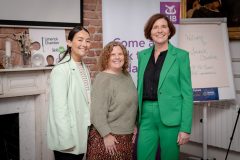 No repro fee-Limerick Chamber Members Mingle which was held in The Limerick Chamber boardroom on Tuesday 17th October 2023  - From Left to Right:Oral Clancy, Siobhan White and Sinead English all from Hilt. Photo credit Shauna Kennedy