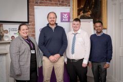 No repro fee-Limerick Chamber Members Mingle which was held in The Limerick Chamber boardroom on Tuesday 17th October 2023  - From Left to Right: Siobhan Foley and Jason Peevers both from EY, Darragh Quilligan - AIB, Piyush Mathur - Grant Thornton. Photo credit Shauna Kennedy