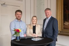 no repro fee: Limerick Chamber member mingle sponsored by AIB held in the chamber offices on 27th April 2023. From left to right: Brain Cahill - Filecloud Technologies, Jackie Leonard - Mid West Simon Community, Damien Garrihy - AIB / Sponsor.