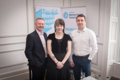 no repro fee: Limerick Chamber member mingle sponsored by AIB held in the chamber offices on 27th April 2023. From left to right:  Ray O’Halloran ,  Poppy Mitchell and Ian Hackett all from Limerick Mental Health.
