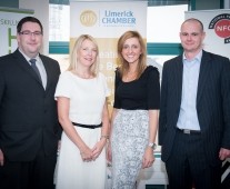 from left to right: Denis O\'Brien - Moet Accountants,Edwina Gore - Limerick Chamber, Martina mcGrath - NFC, Fergus Murphy- O\'Mahony Group
