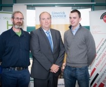 from left to right: Michael Jonker - Piquant Media, Cathal Treacy - President Limerick Chamber, John O\'Connor- OCM Services