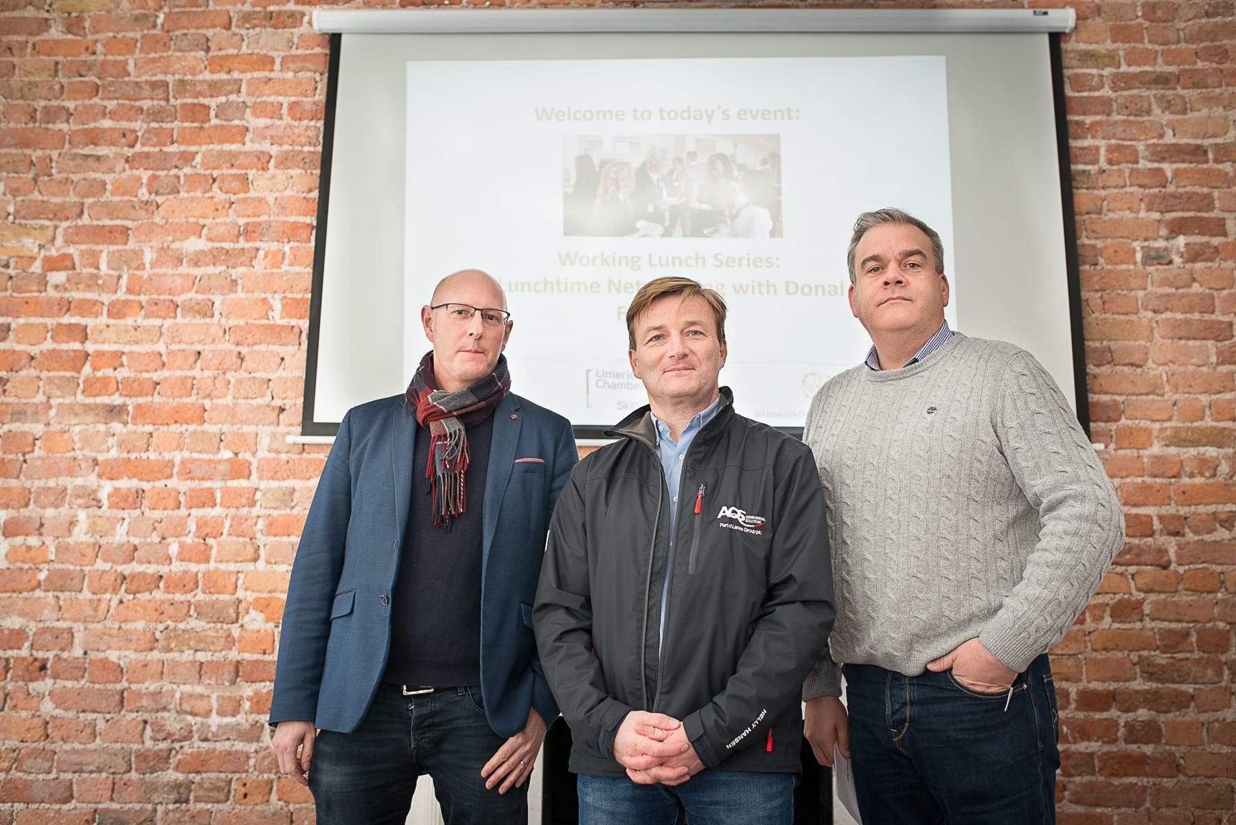 At the Limerick Chamber Skillnet Working Lunchtime Networking with Donal Fitzgibbon was From left to right: Michael O’Connor - Praxis Architecture, Michael O’Regan - AQS Environmental Solutions, Noel Gavin - Northern Trust. 
Image by Morning Star Photography