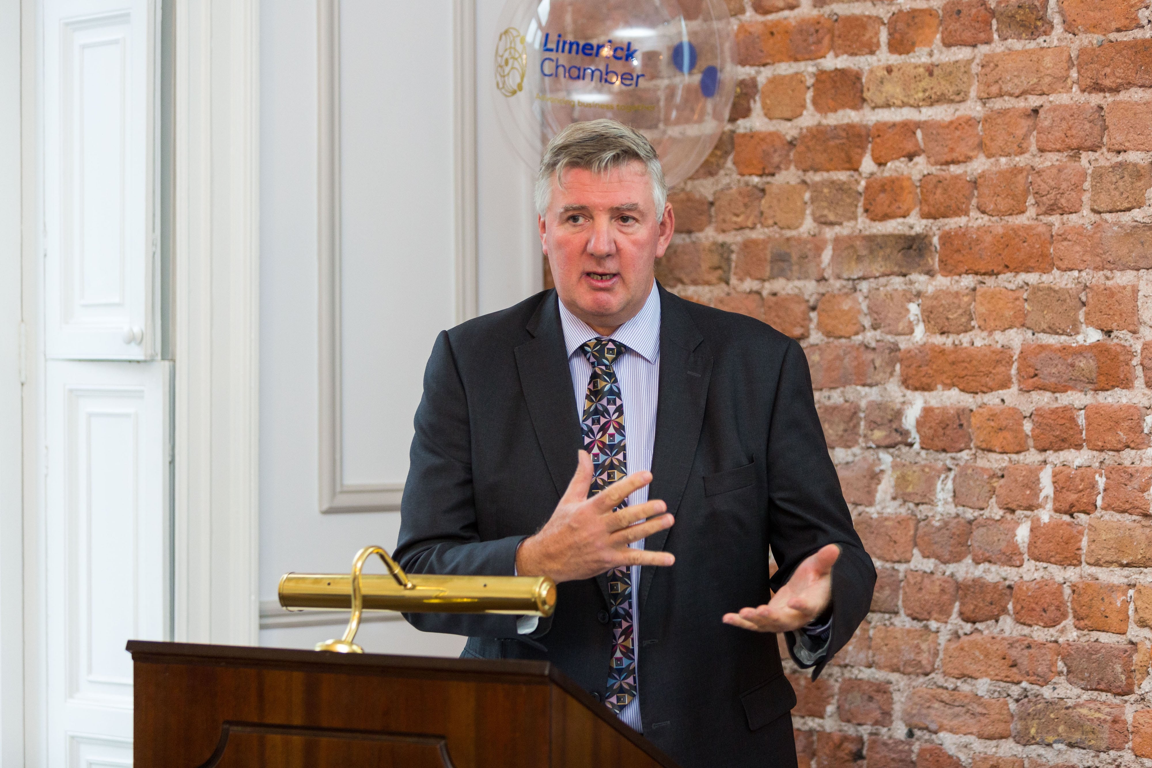 Limerick Chamber New Members BreakfastDermot Graham, Limerick Chamber speaking at the New Members Breakfast at the Limerick Chamber offices.Photo: Oisin McHugh True Media