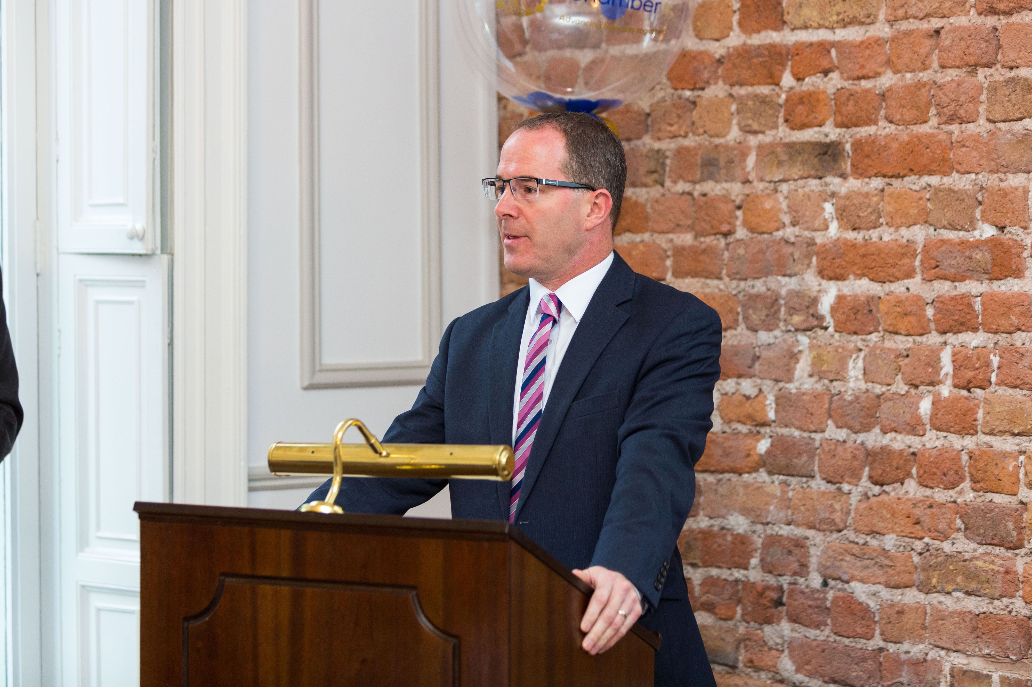 Limerick Chamber New Members BreakfastGordon Kearney, Rooneys Auctioneers speaking at the New Members Breakfast at the Limerick Chamber offices.Photo: Oisin McHugh True Media