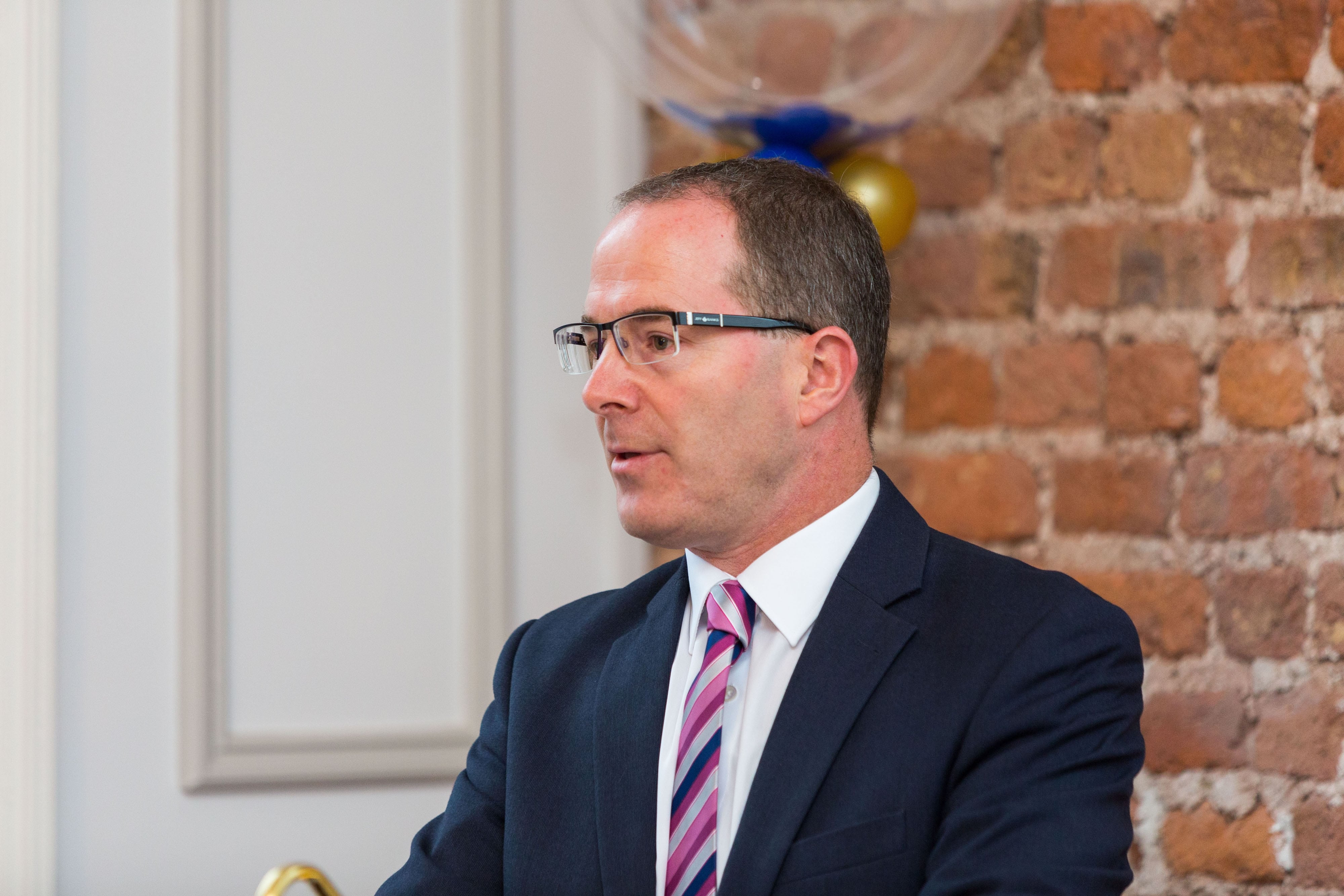 Limerick Chamber New Members BreakfastGordon Kearney, Rooneys Auctioneers speaking at the New Members Breakfast at the Limerick Chamber offices.Photo: Oisin McHugh True Media