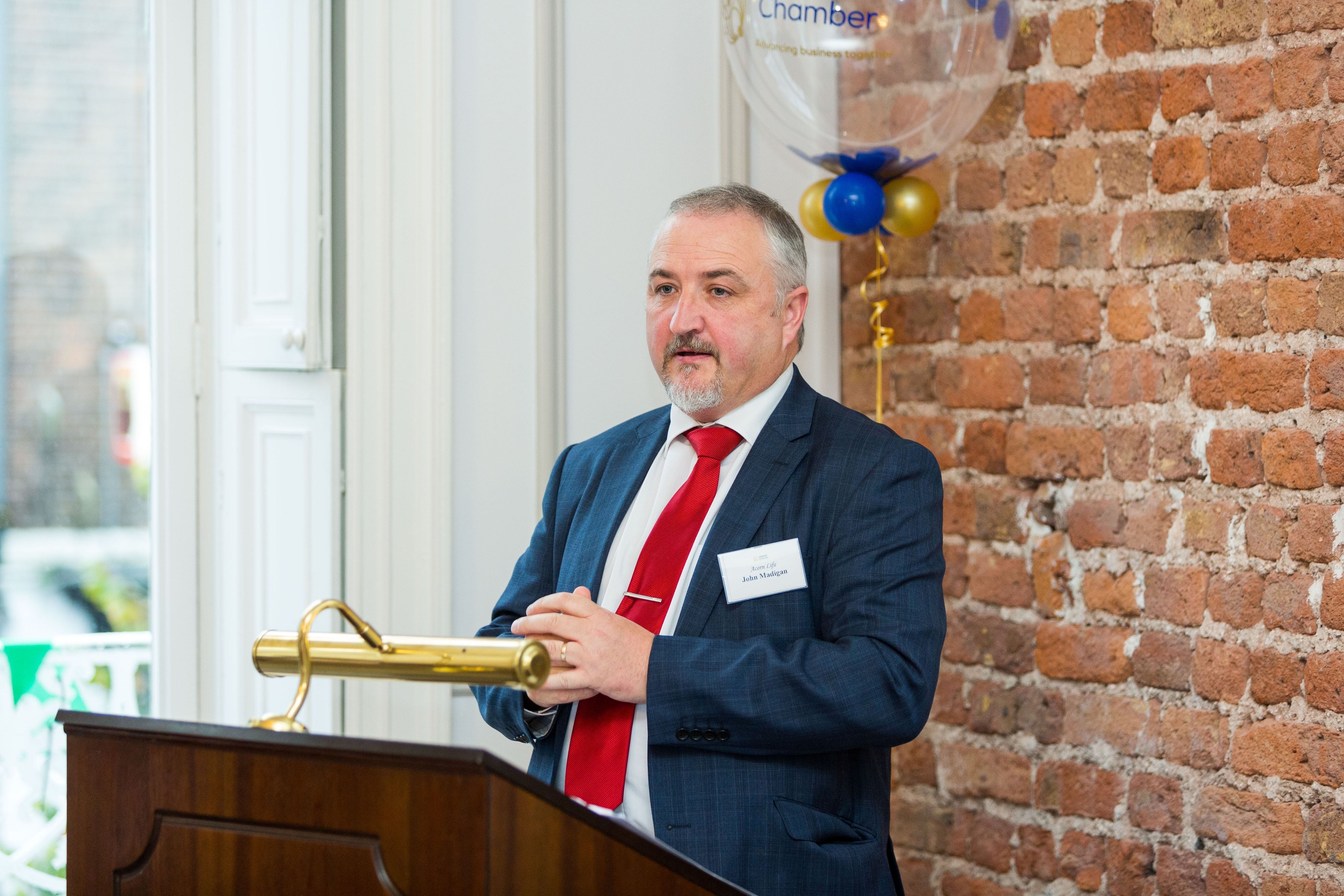 Limerick Chamber New Members BreakfastJohn Madigan, Acorn Life speaking at the New Members Breakfast at the Limerick Chamber offices.Photo: Oisin McHugh True Media