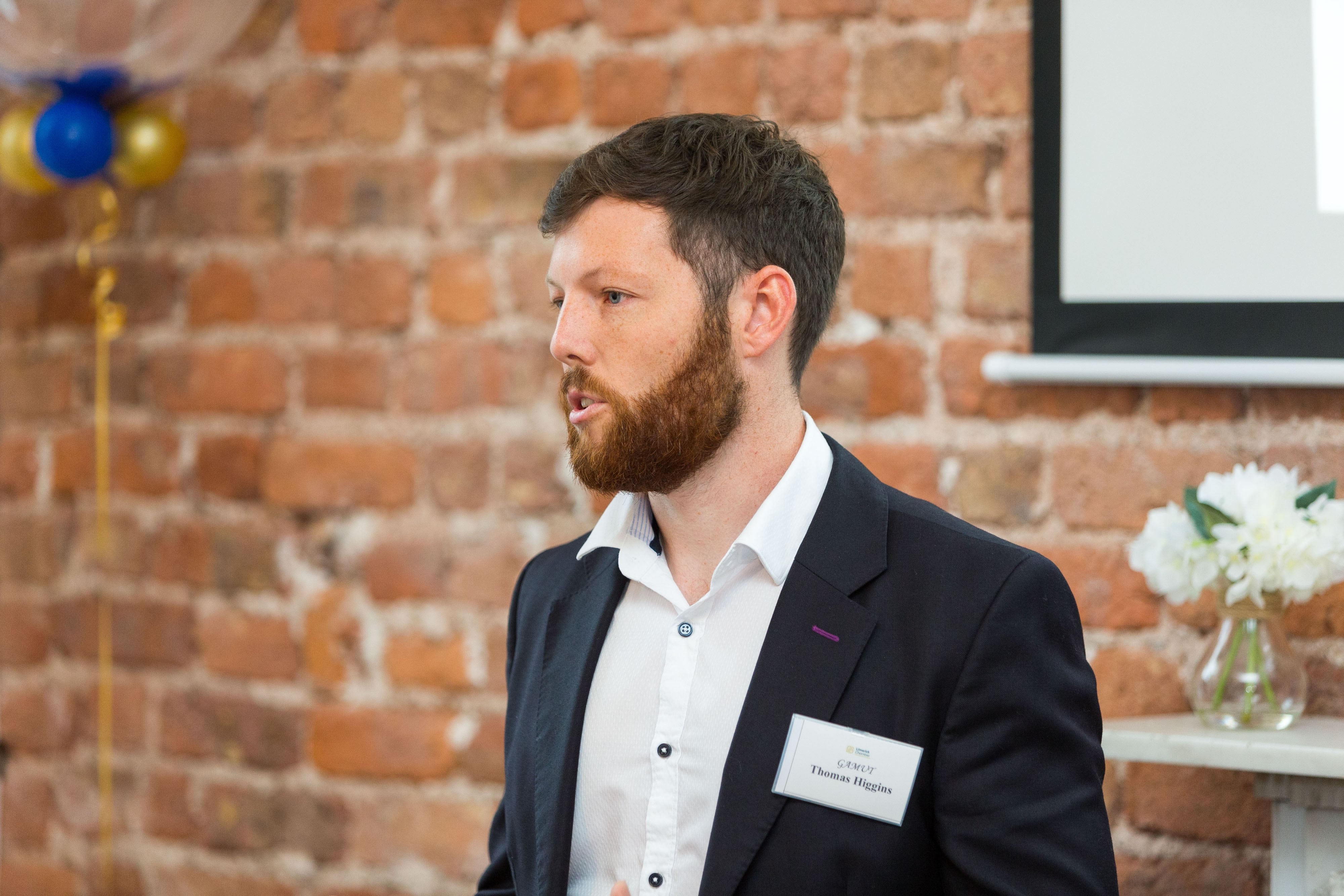 Limerick Chamber New Members BreakfastThomas Higgins, GAMUT speaking at the New Members Breakfast at the Limerick Chamber offices.Photo: Oisin McHugh True Media