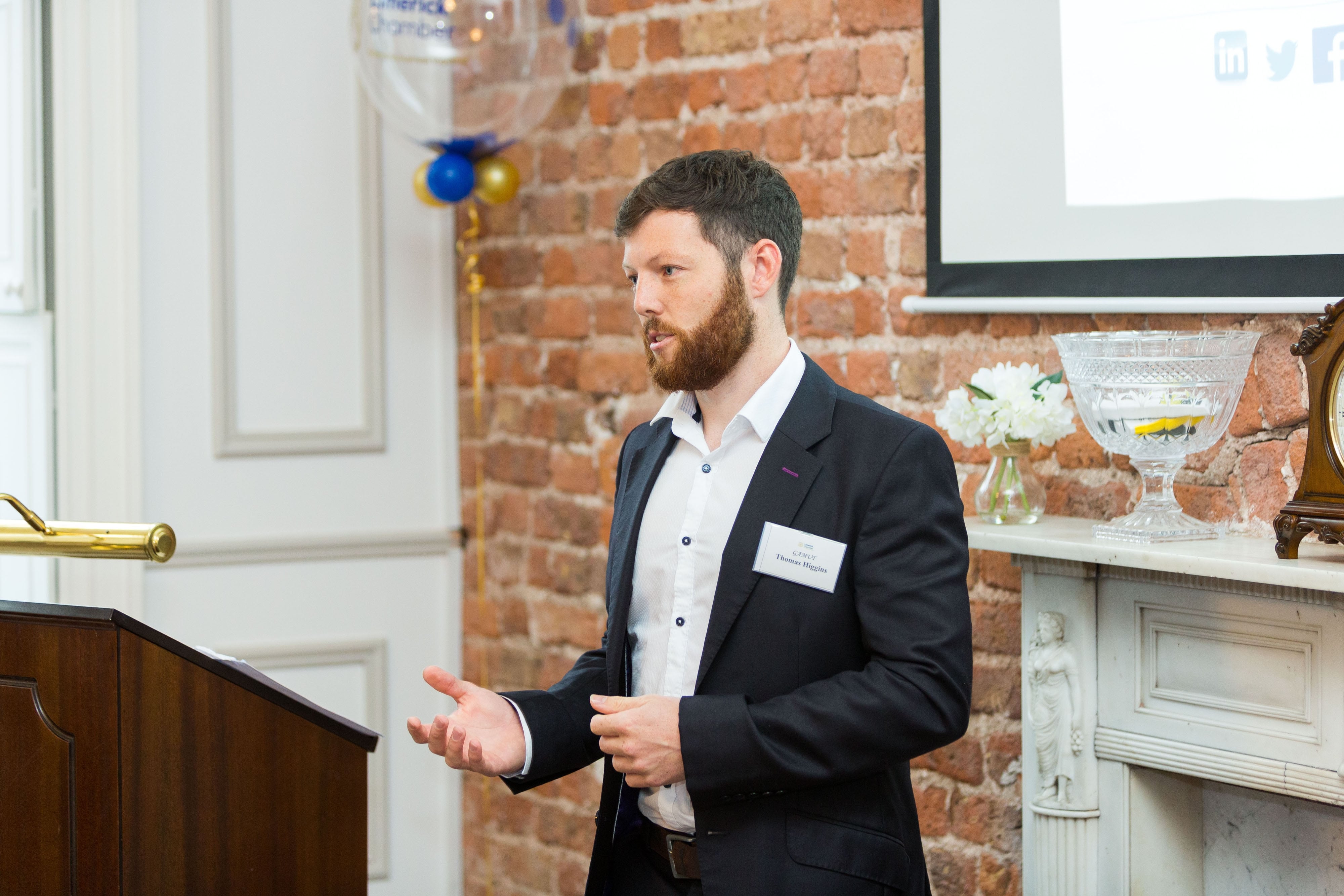 Limerick Chamber New Members BreakfastThomas Higgins, GAMUT speaking at the New Members Breakfast at the Limerick Chamber offices.Photo: Oisin McHugh True Media