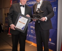 No repro fee- limerick chamber president's dinner 2017 - 17-11-2017, From Left to Right: Presidents Award- Michael Noonan, Ken Johnson - President Limerick Chamber. Photo credit Shauna Kennedy