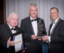 No repro fee- limerick chamber president's dinner 2017 - 17-11-2017, From Left to Right:Best innovation (RD&I) Award: Eamonn Murphy - Innovate Limerick / - Sponsored by Innovate Limerick, John Blake - On Semiconductor, Ken Johnson - President Limerick Chamber. Photo credit Shauna Kennedy