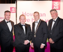 No repro fee- limerick chamber president's dinner 2017 - 17-11-2017, From Left to Right: Dr James Ring - CEO Limerick Chamber, Conor O'Sullivan - AIB, Ken Johnson - President Limerick Chamber, Dermot Graham - AIB. Photo credit Shauna Kennedy