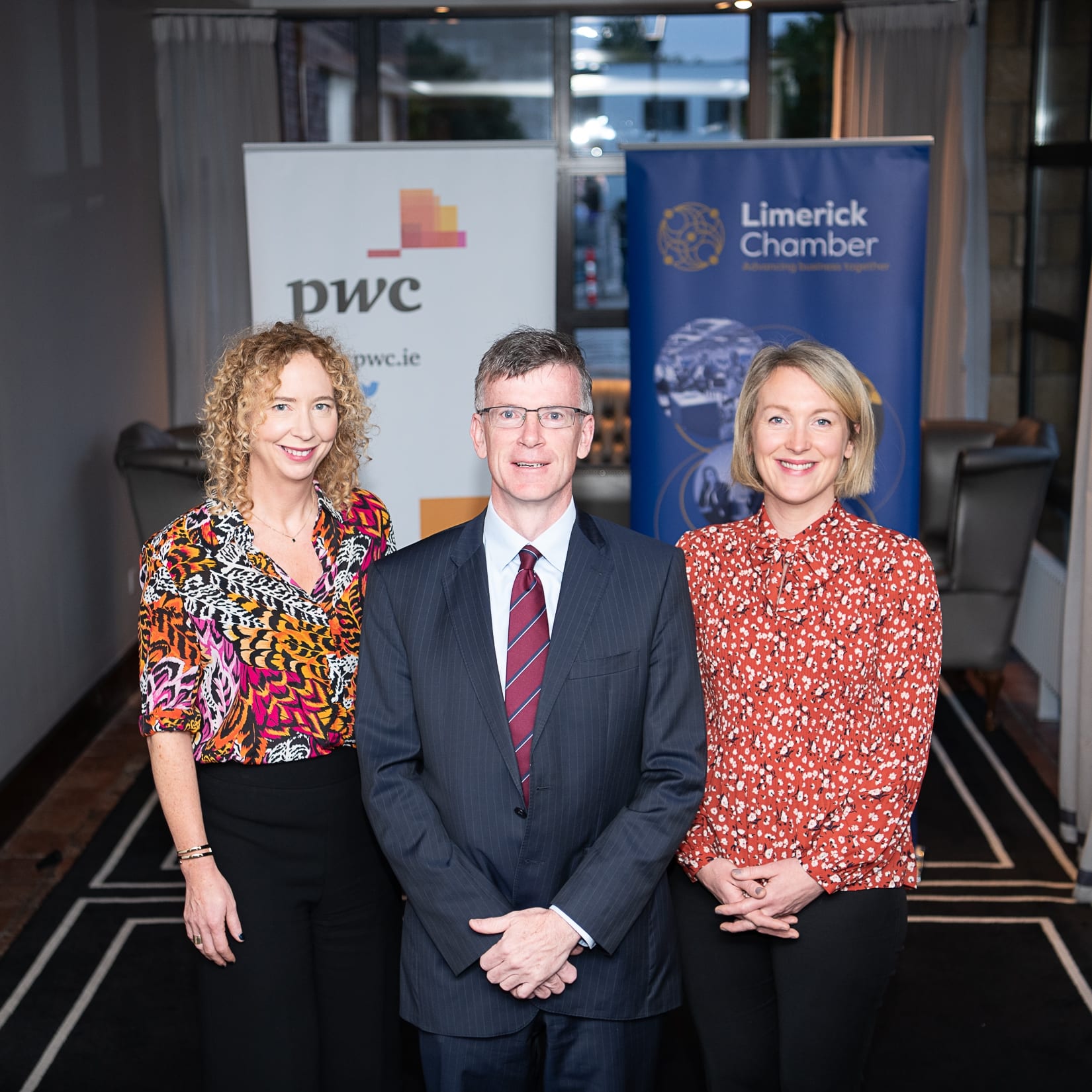 PWC Budget Breakfast in association with the Limerick Chamber which took place in the Castletroy Park Hotel on 9th October 2019, from left to right: Mairead Connolly - PWC / Speaker, Professor Alan Ahearne - Speaker, Emer Hodges - PWC / SPEAKER, 
Photo by Morning Star Photography