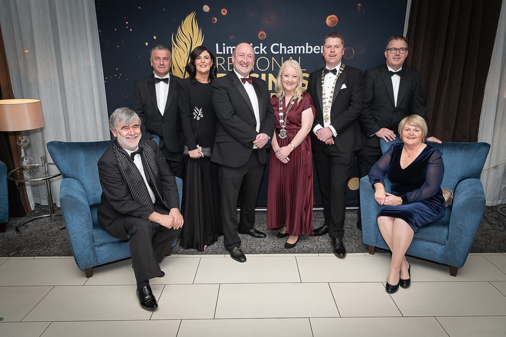 No repro fee-Limerick Chamber President’s Dinner
and Limerick Chamber Regional Business Awards 2019 which was held in the Strand Hotel on Friday 15th November /  Limerick Council  Sponsors/  - From Left to Right: Kieran Lahane, Pat Fitzgerald, Mary and Pat Daly, Deputy Mayor Sarah Kiely, Eoin Ryan - President Limerick Chamber, 
Vincent Murray and Deirdre Moloney all from Limerick Council.  Photo credit Shauna Kennedy