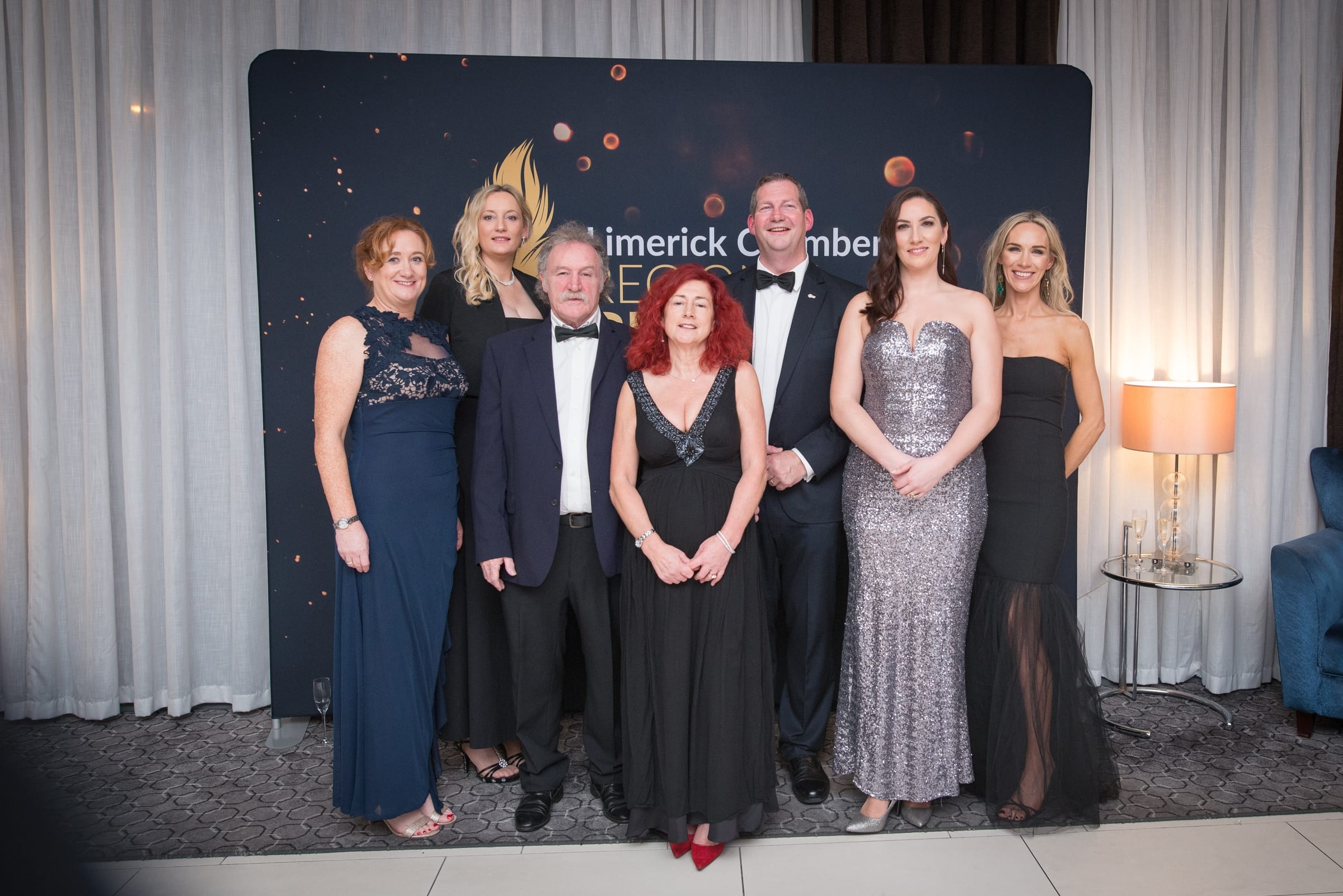 No repro fee- limerick chamber president's dinner- 16-11-2018, From Left to Right:Dr. Siobhan Moane - LIT/Sponsor, Michelle McKeon Bennett - LIT /Sponsor, Ray O Halloran - Limerick City Build, Pauline Fenton - Portobello Antiques, Dr Liam Browne - Vice President LIT / Sponsor, Gillian Barry - LIT / Sponsor, Deirdre Ryan - CEO Limerick Chamber. 
Photo credit Shauna Kennedy