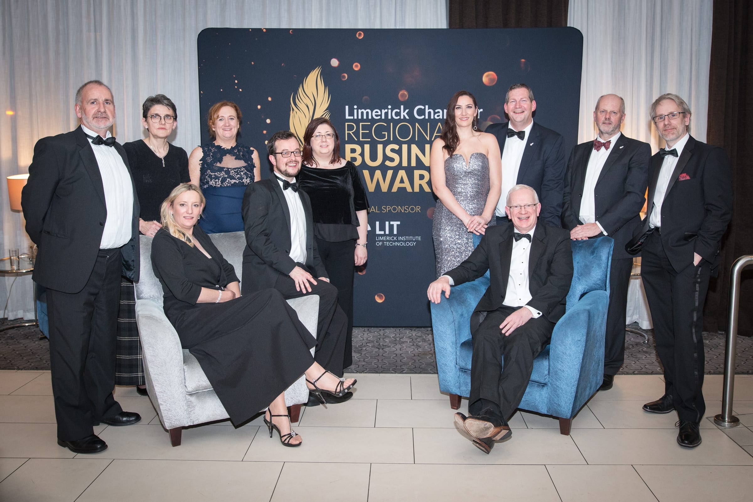 No repro fee- limerick chamber president's dinner- 16-11-2018, From Left to Right: 
John Kennedy, Frances O’Connell, Michelle McKeon Bennett, Dr Siobhan Moane, Richard Gavin, Marian Duggan,  Gillian Barry, Professor Vincent Cunneen - President LIT, Dr Liam Browne  Vice President LIT, Philip Ryan, James Griffin all from LIT. 
Photo credit Shauna Kennedy