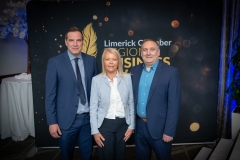 from left to right: Limerick Chamber Regional Business Awards Launch on 223rd June in Castletroy Park Hotel: Albert Bennett, 	Sandra Doherty and Trevor Moroney all from AIB.