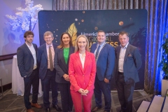 from left to right: Limerick Chamber Regional Business Awards Launch on 223rd June in Castletroy Park Hotel: Patrick Byrne - Croom Precision Medical - Key Speaker, Liam Woulfe- CEO Grassland Agro / Judge Limerick Regional Awards, Gillian Barry  - TUS / Sponsor, Dee Ryan - CEO Limerick Chamber, Donal Cantillon - President Limerick Chamber, Graham Burns - Limerick Chamber board member