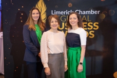 from left to right: Limerick Chamber Regional Business Awards Launch on 223rd June in Castletroy Park Hotel: Gillan Barry - TUS, Maura Clancy - TUS, Maria Glesson - HOMS
