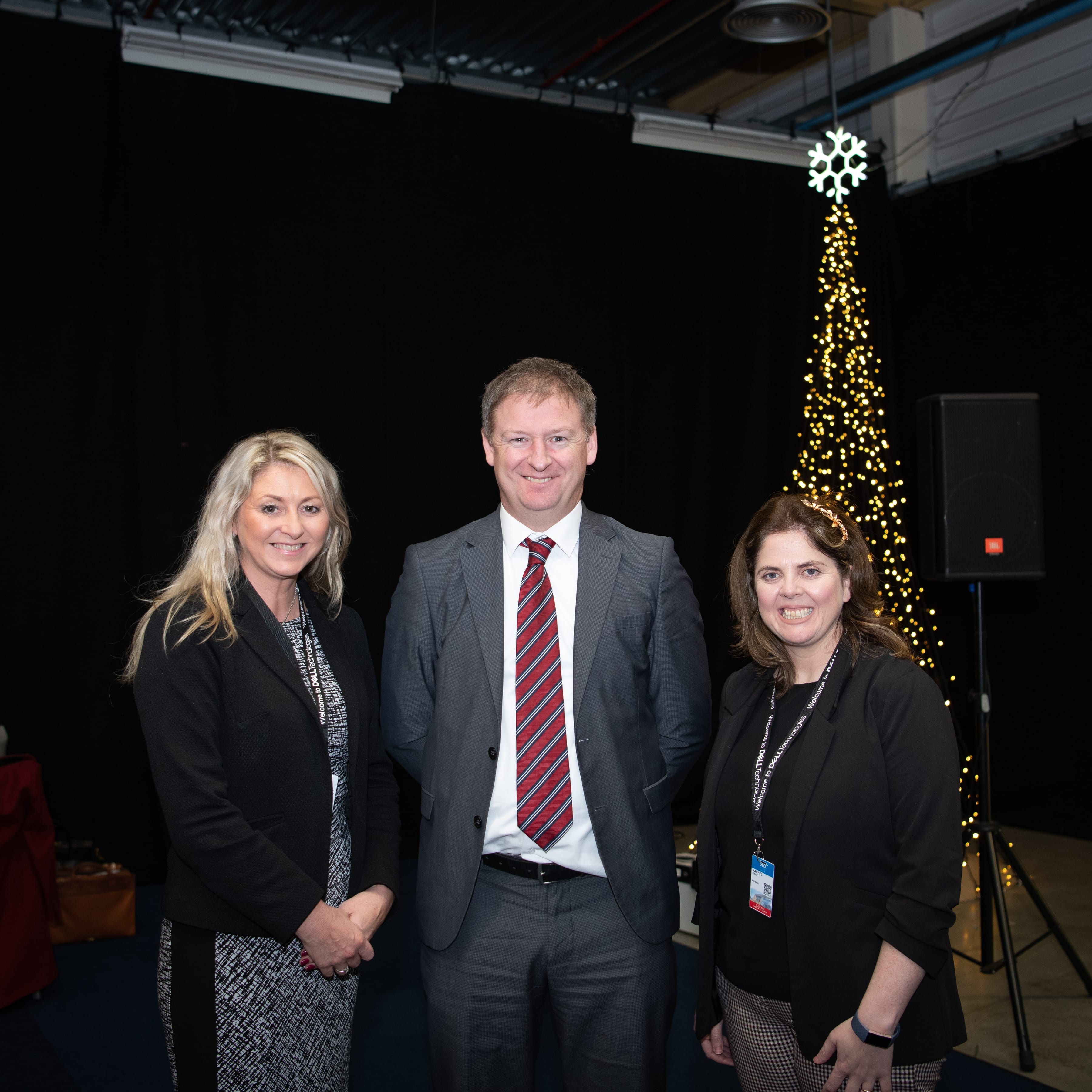 No repro fee- Regional Leaders Programme which took place on 11 December in Dell EMC, Guest speaker Eleanor McEvoy - From Left to Right: Jean Creagh, Damien Garrihy and Rachel Ryan all from AIB. 
Photo credit Shauna Kennedy