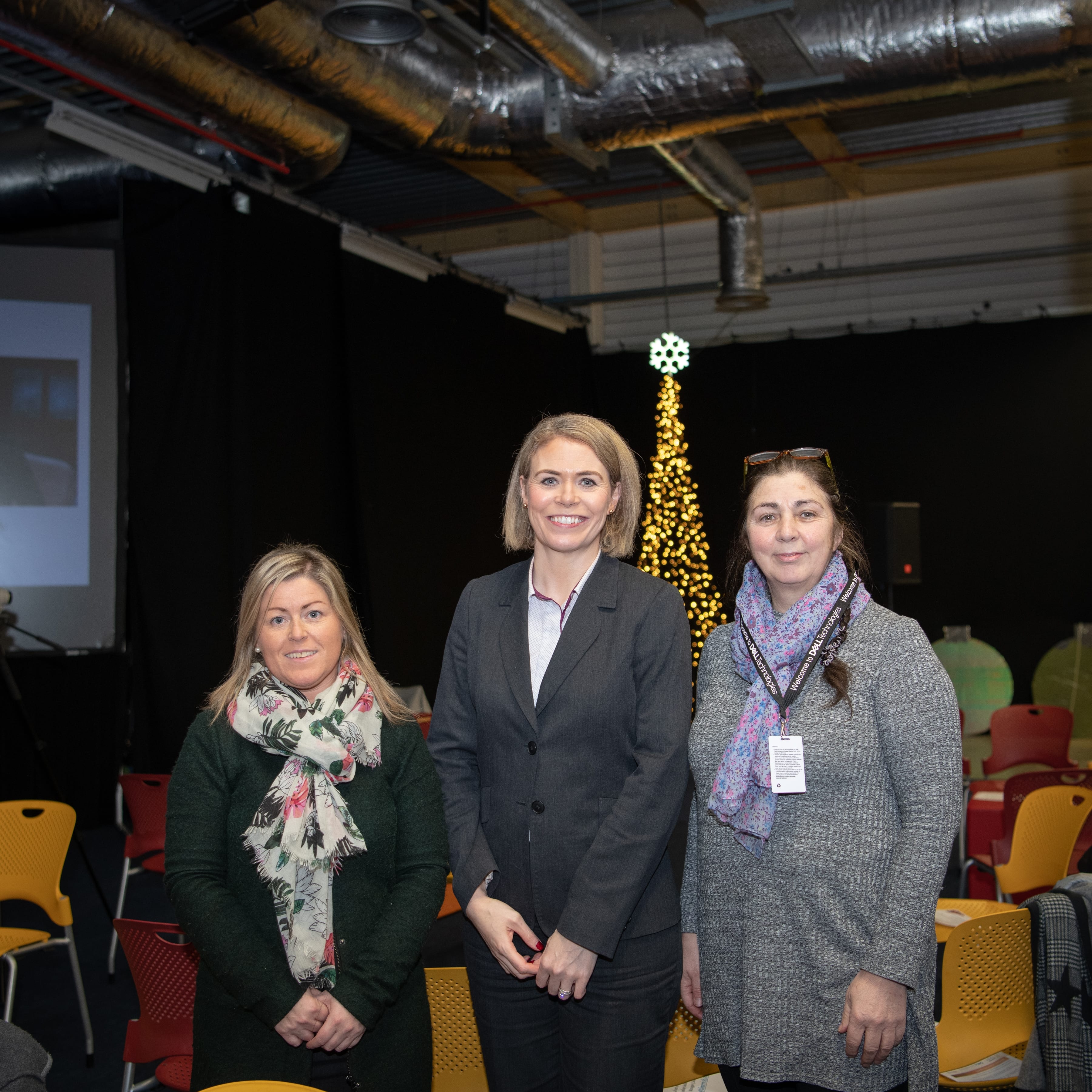 No repro fee- Regional Leaders Programme which took place on 11 December in Dell EMC, Guest speaker Eleanor McEvoy - From Left to Right: Deirdre McGrath - AIB, Deirdre Tuohy - AIB, Áine Ní Chonaill - NCEF
Photo credit Shauna Kennedy