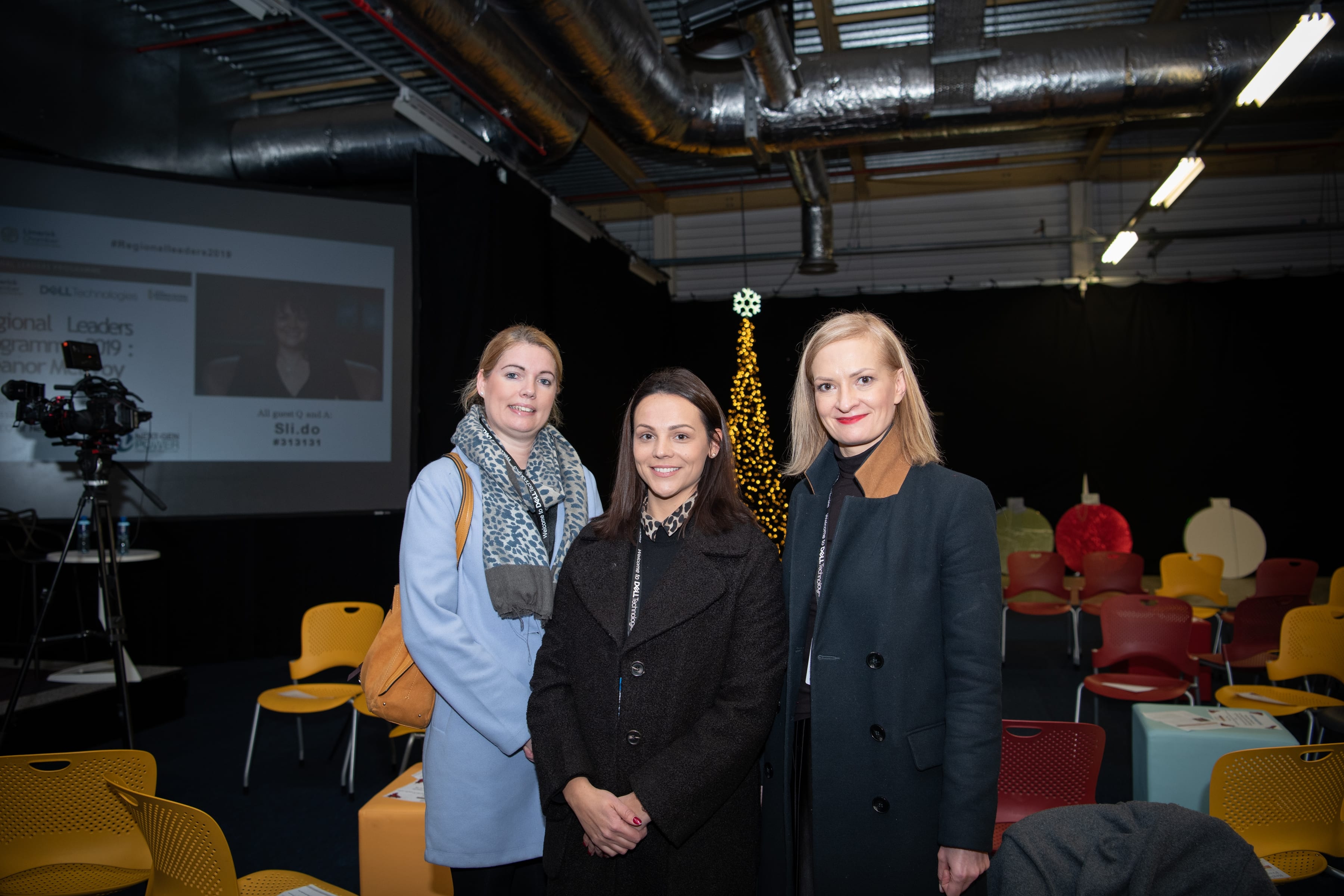No repro fee- Regional Leaders Programme which took place on 11 December in Dell EMC, Guest speaker Eleanor McEvoy - From Left to Right: Emer McGrath - BOI, Sharon Shanahan - AIB, Paulina Wiysocka - BOI 
Photo credit Shauna Kennedy