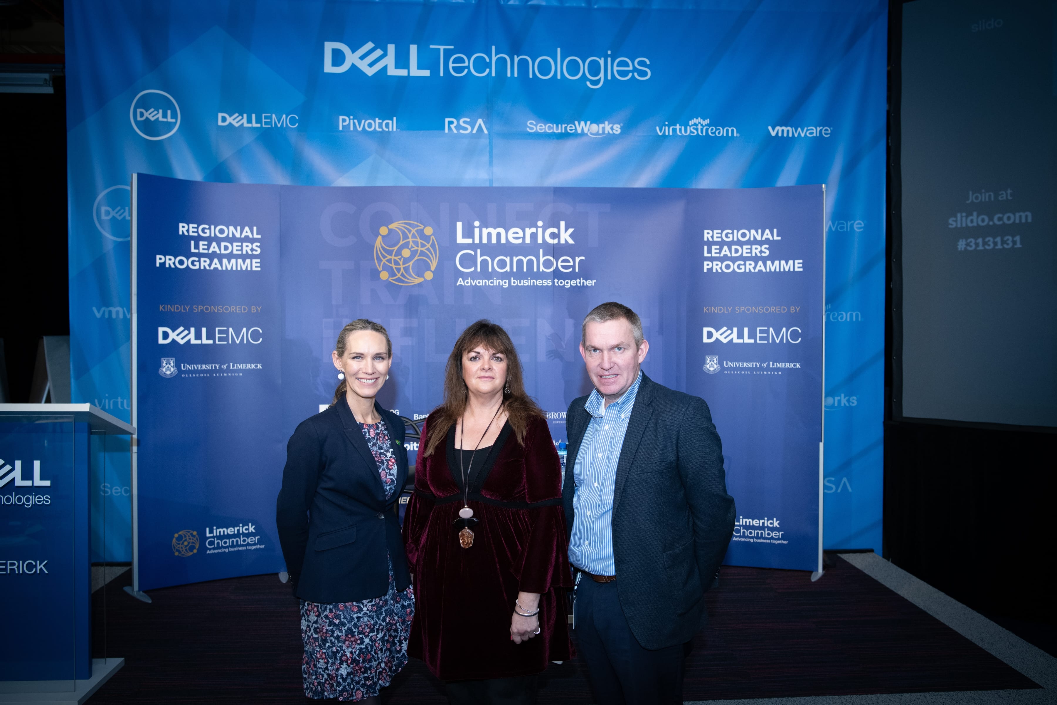 No repro fee- Regional Leaders Programme which took place on 11 December in Dell EMC, Guest speaker Eleanor McEvoy - From Left to Right: Dee Ryan - CEO Limerick Chamber, Guest speaker Eleanor McEvoy, Sean O’Reilly - EMEA VP of Logistics at Dell Technologies
Photo credit Shauna Kennedy