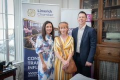 no repro fee: September’s Members Mingle which took place in the Chamber offices.  From Left to Right: Dee Hough - Dee Hough Travel Connections, Susan Murphy - UCH, Derek McGourty - Career Decisions.