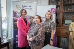 no repro fee: September’s Members Mingle which took place in the Chamber offices.  From Left to Right: Ann Lyons- Gift Innovations, Mary Egan - Limerick Chamber, Stacey Keane - Takumi Precision.