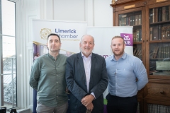 no repro fee: September’s Members Mingle which took place in the Chamber offices.  From Left to Right: no repro fee: September’s Members Mingle which took place in the Chamber offices.  From Left to Right: Ian Hackett - LMHA, Rob Kerbey - LRK Flooring, Sean Hayes - Staffline Recruitment.