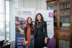 no repro fee: September’s Members Mingle which took place in the Chamber offices.  From Left to Right: Sarah Kelly - Griffith College Limerick, Sandrine Morin - UL Events.