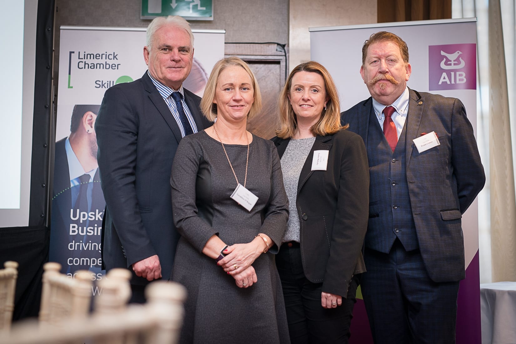 No repro fee- At the Limerick Chamber business briefing on ‘Spending Trends: Tourism, Retail &  Hospitality Industry Insights & Marketing Trends’ at the Savoy Hotel - 22-01-2019, From Left to Right:Gerry Casey, Geraldine O'Regan, Louise Mulcahy and Frank Collins all from Limerick's Live 95fm. 
Photo credit Shauna Kennedy