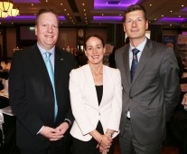 Attending the recent Limerick Chamber Bicentennial Spring Business Lunch in the Castletroy Park Hotel were Sean Lally, Strand Hotel, Eimear Nealon, Viatel and Ivan Tuohy, Clarion Hotel. Photograph Liam Burke/Press 22