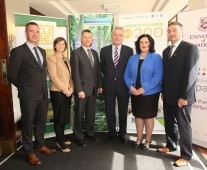 Attending the recent Limerick Chamber Bicentennial Spring Business Lunch in the Castletroy Park Hotel were Dr James Ring, CEO, Limerick Chamber, Orlaith Borthwick, Deputy CEO, Limerick Chamber, Kieran Martin, Bank of Ireland sponsor, Mark Cunningham, Director, Bank of Ireland Business banking sponsor, Catherine Duffy, President, Limerick Chamber and TJ Ryan guest speaker.