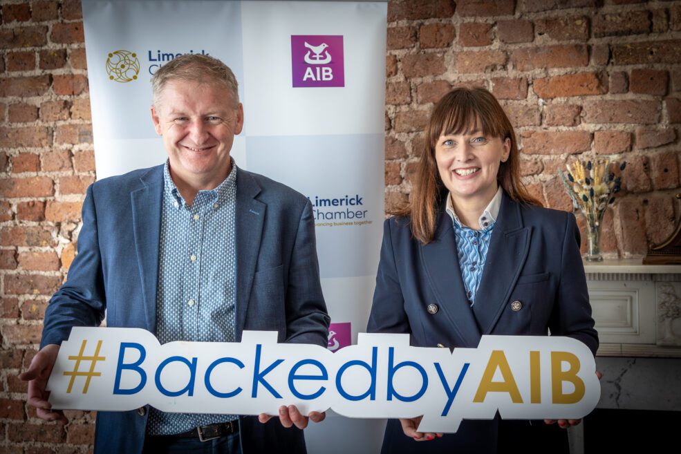 Damien Garrihy, Business Banking AIB, and Michelle Gallagher, CEO of Limerick Chamber, at the October Member Mingle event.