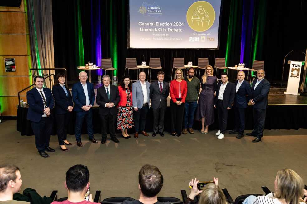 candidates, sponsors and hosts of the 2024 LImerick City General Election Debate held in person and online