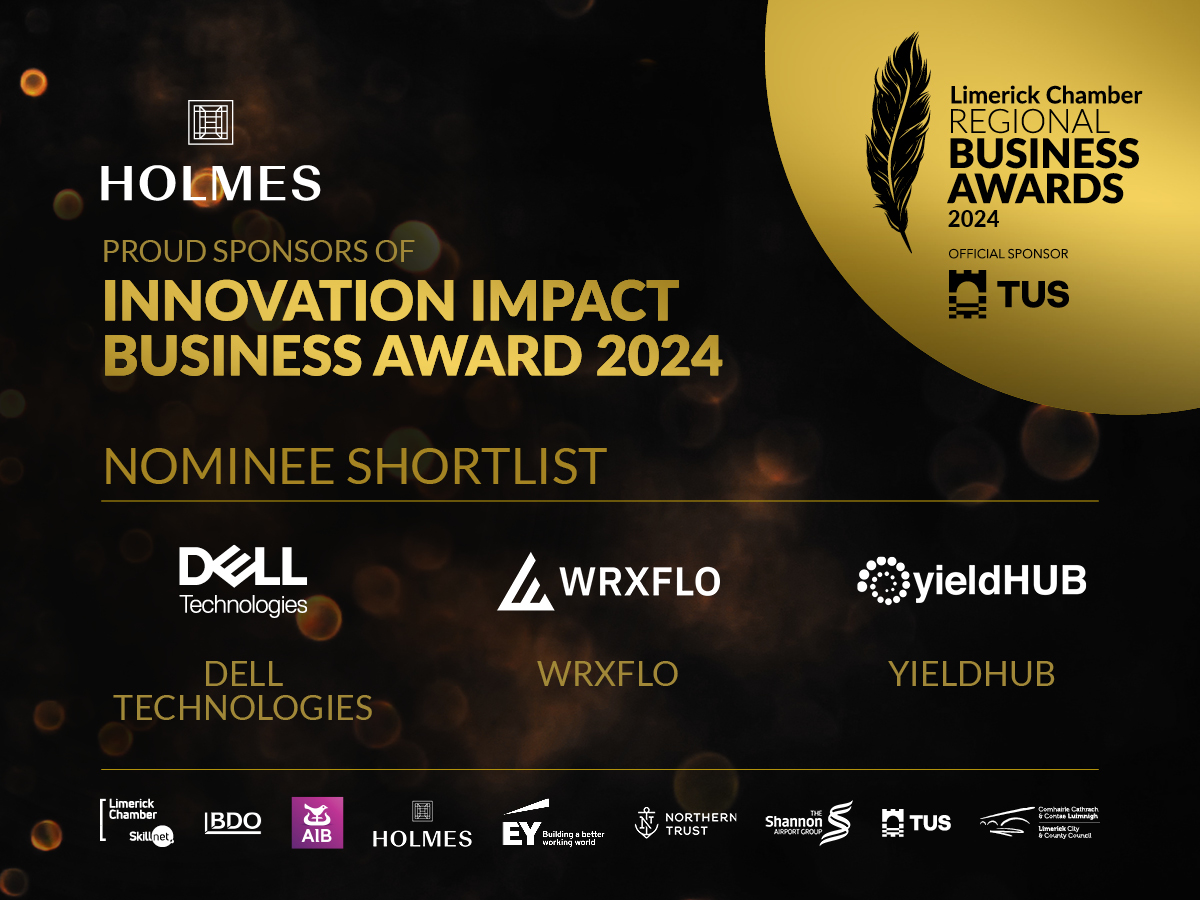 Innovation Impact Business Award 2024 Sponsored by Holmes Limerick Chamber Regional Business Awards 2024 Sponsored by TUS